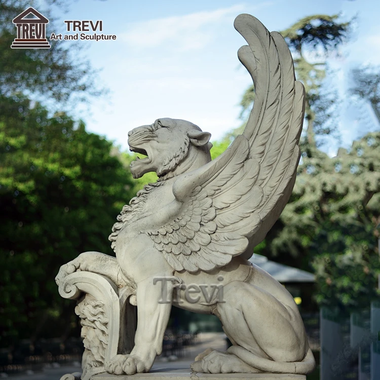 Antique Outdoor Garden Stone Animal Sculpture Marble Griffin Statue