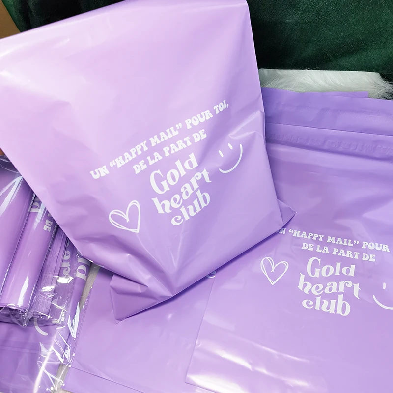Custom logo eco-friendly purple plastic shipping envelopes poly mailers express courier mailing packaging bags