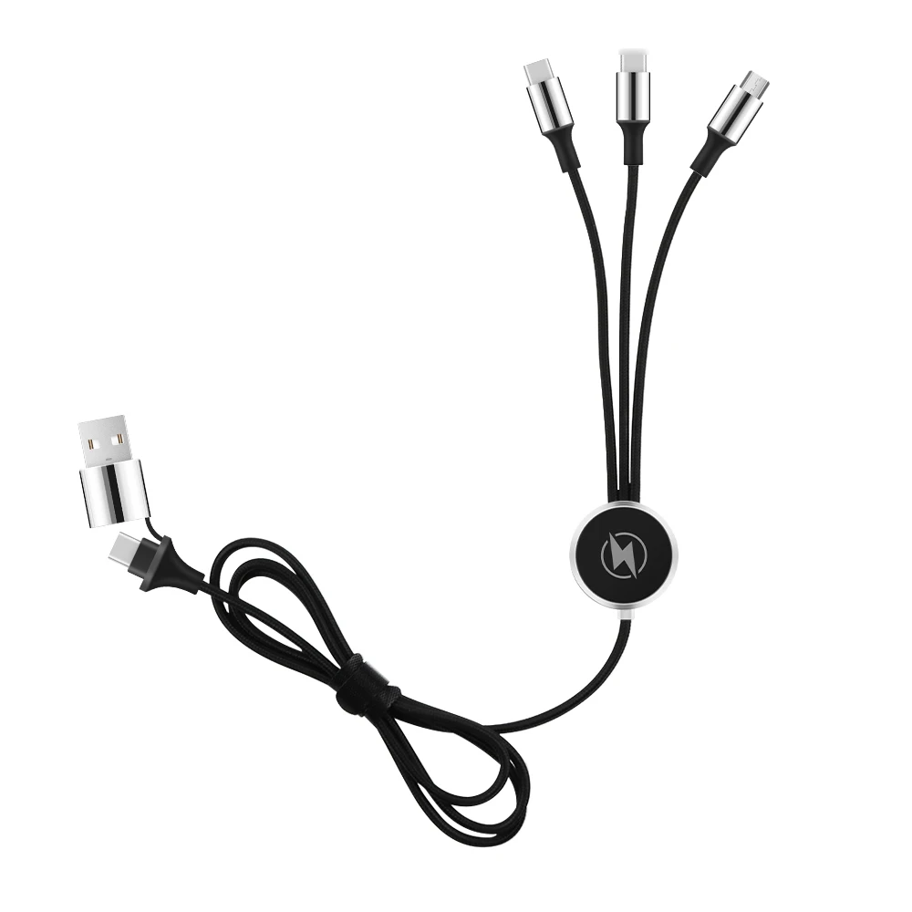 Заводская цена 1 2 м 5 в светодиодный логотип многофункциональный USB-кабель для зарядки мобильного телефона зарядный кабель Micro USB iPhone и USB-C