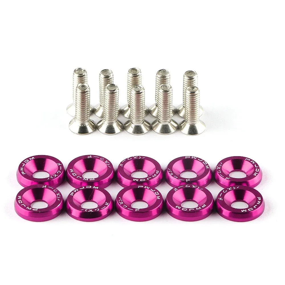 Anodized Color Countersunk Fasteners Set Car Modification Password JDM Aluminum M6 M8 Fender Washers With Bolts