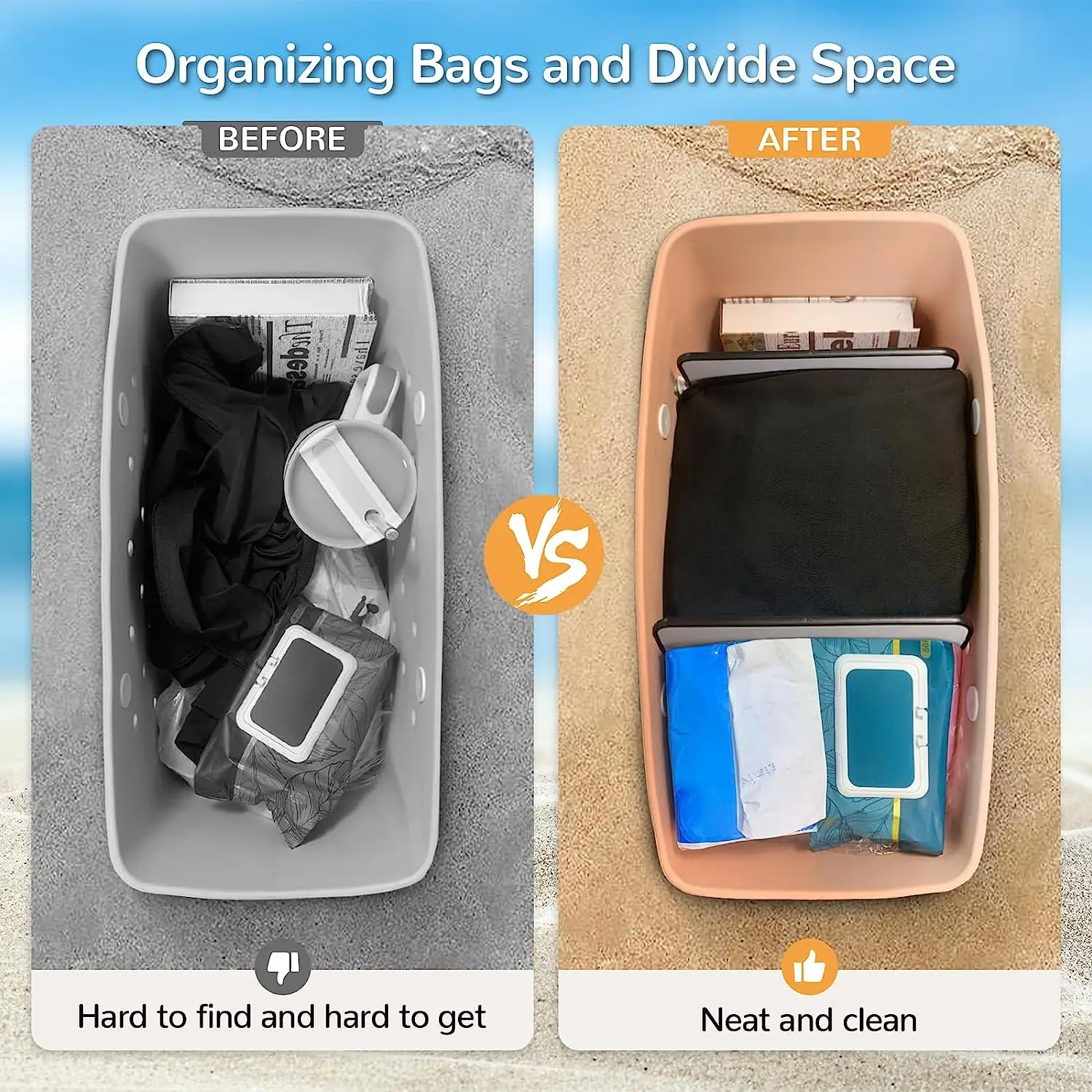 Custom Waterproof Durable Eva Beach Tote Bag Accessories Divider Tray for