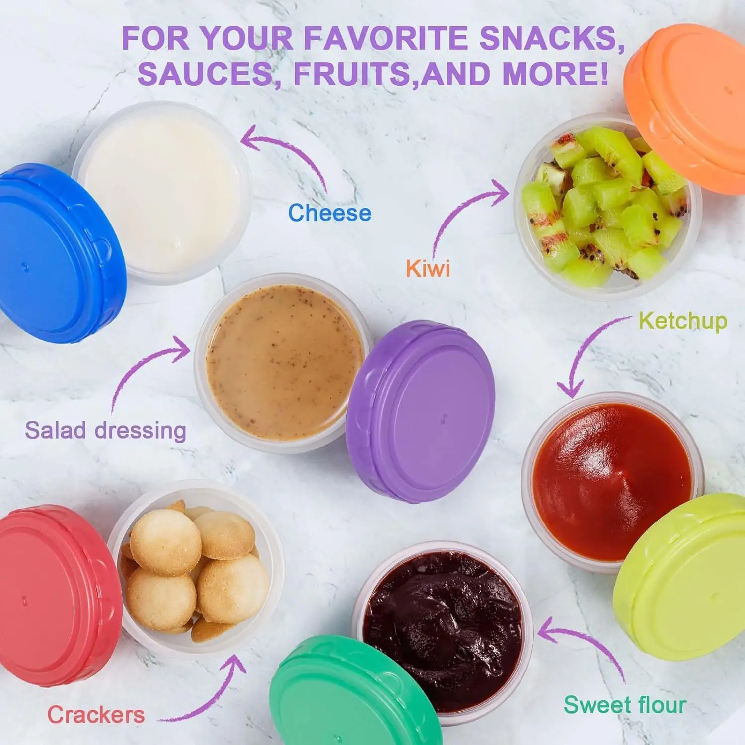 2.7oz Leak-Proof Small Food Storage Containers Reusable Condiment Salad Dressing Container To Go