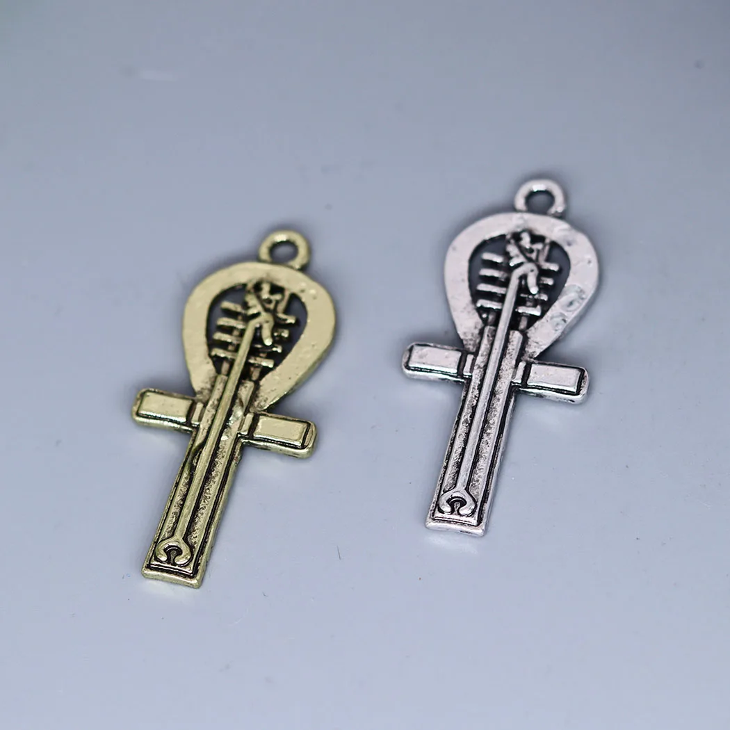 2Pcs/lot Egyptian Ankh Necklace Charm Pendant For DIY Necklace Earrings Handmade Jewelry Making