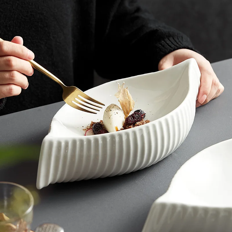 Creative Porcelain Stone Plate Dishes Catering Plato Dinnerware Vajilla Catered Events Restaurant Ceramic Plate appetizers