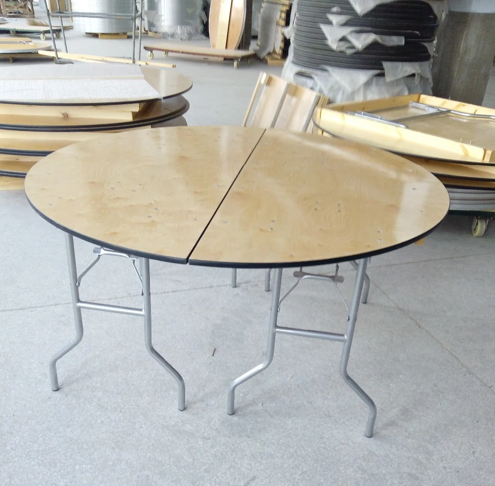 Hot Selling 6ft/8ft Half Round Wood Wedding Banquet Round Folding Table