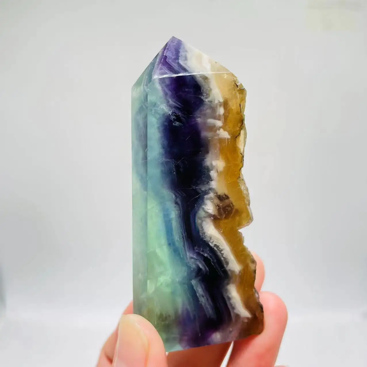 Top Quality Natural Stone Fluorite With Pyrite Point Crystal Quartz Crystal Fluorite With Pyrite Tower Point