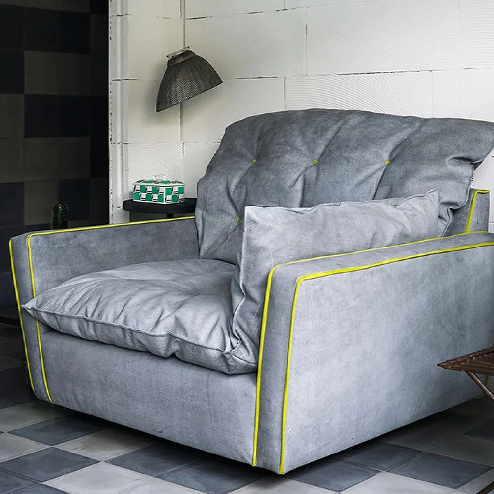 Modern Furniture Hotel Sofa Custom Revolving Armchair Bedroom Sofa Leisure Frosted Fabric Living Room Sofa With Armrest