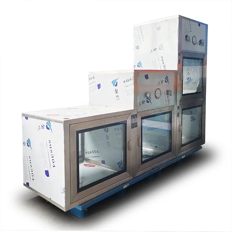 clean room equipment class 100 transfer window hatches interlocked passbox dynamic pass box uv lamp transfer box for cleanrooms