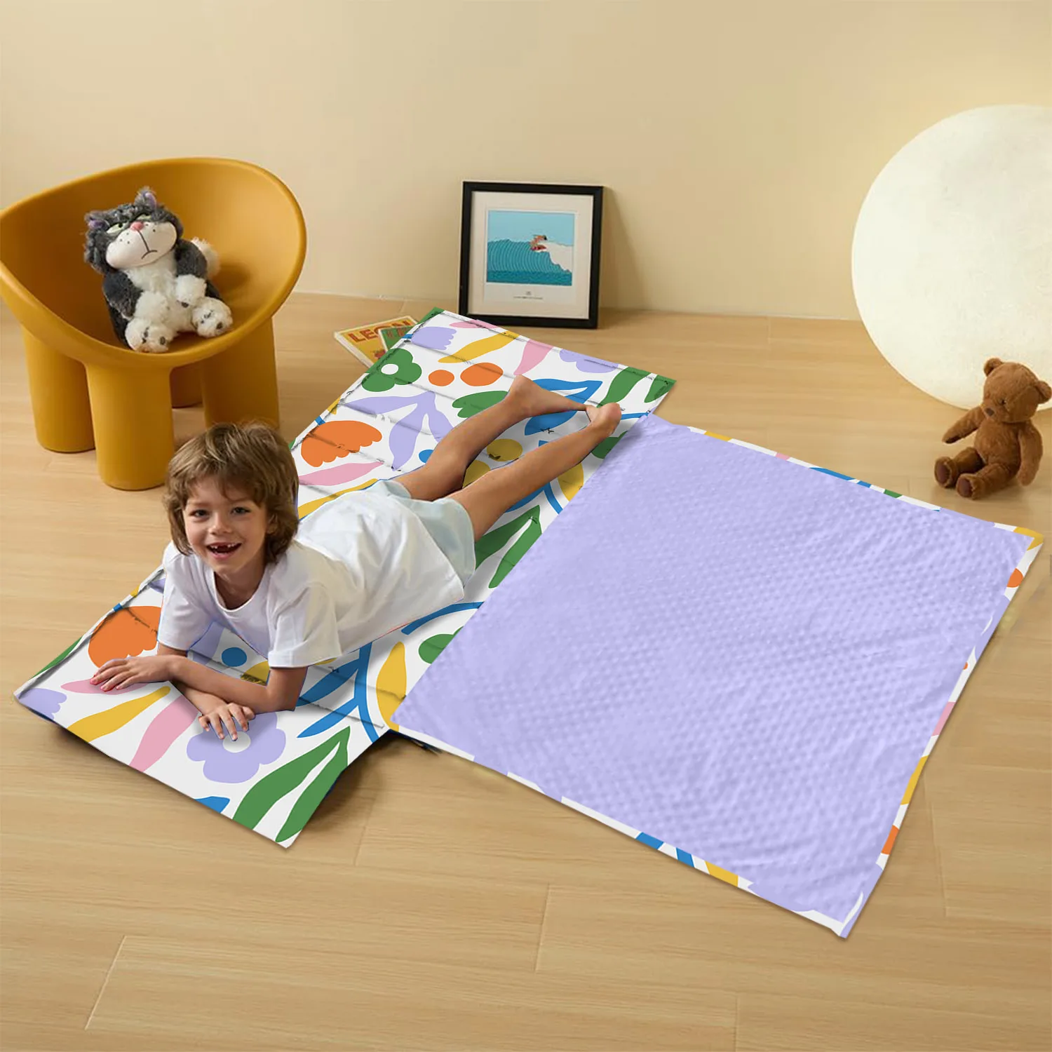 Kids Sleeping Bag for Daycare, Preschool Rolled Napping Mats Kindergarten Sleeping Mat for Toddler  Mat with Pillow and Blanket