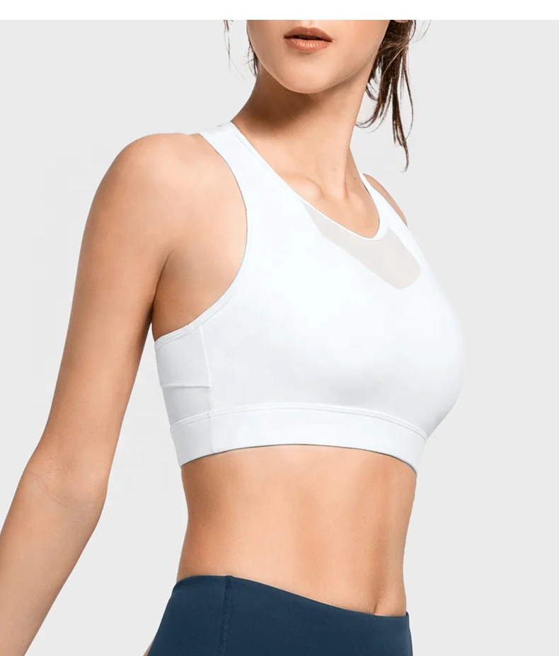 
Women Shockproof Breathable Quick Qry Activer Wear White Sports Bra Private Label Customized Logo Fitness & Yoga Wear for Adults 
