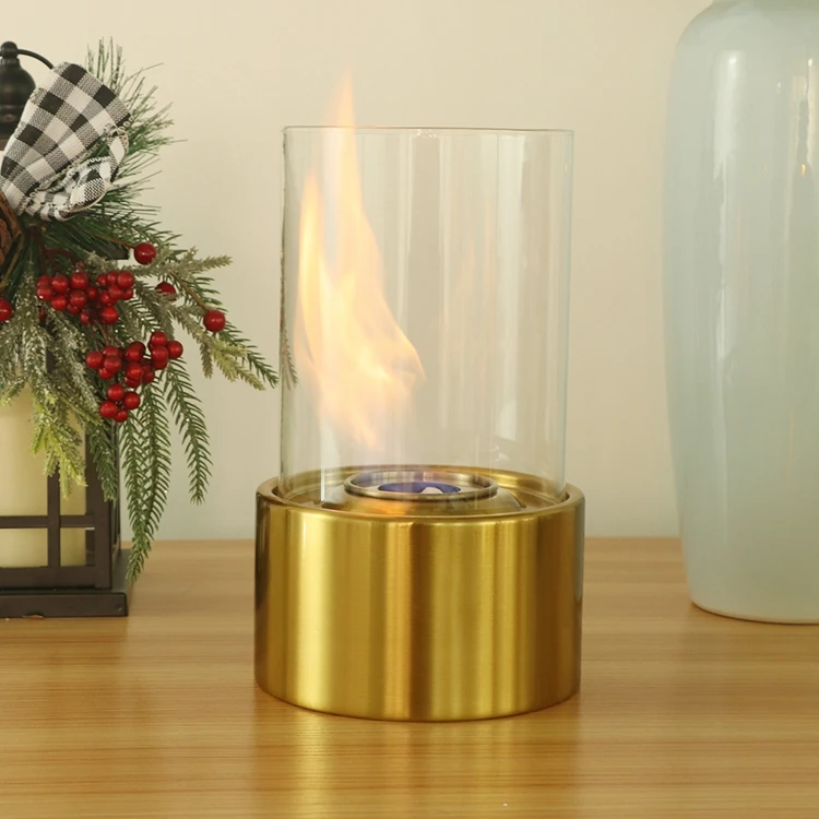 Indoor MINI personal table top fire pit portable fire bowl round tabletop bio ethanol burner fireplace with glass cover