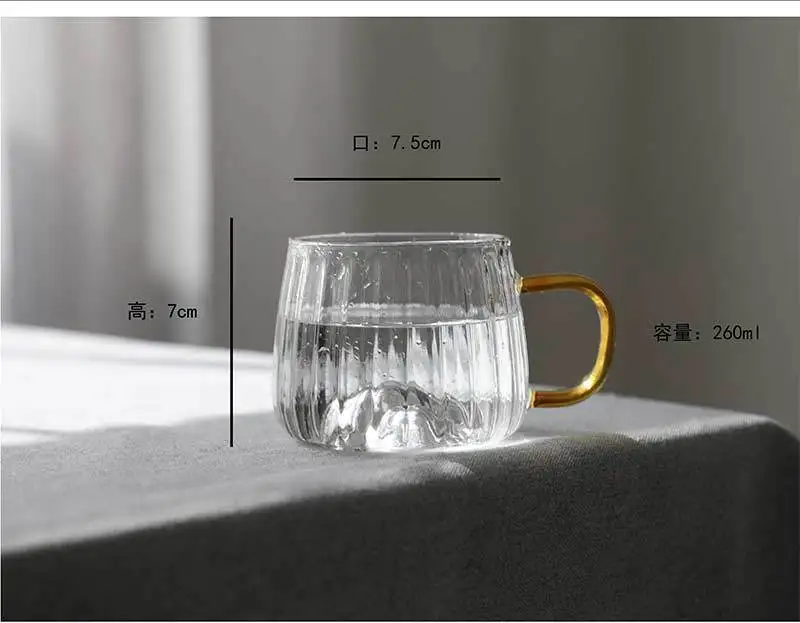 Chinese Art shaped Borosilicate Glass Coffee Tea Cup With Handle