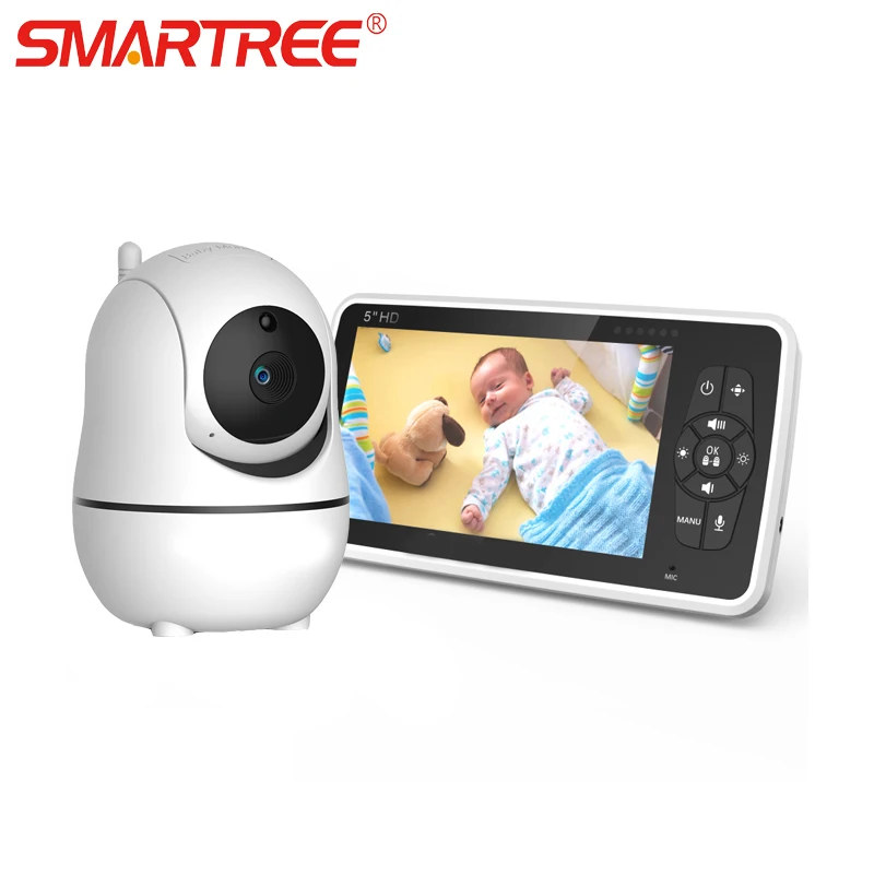 5inch HD Home Security PTZ Control Crying Detection Wireless Baby Monitor with camera