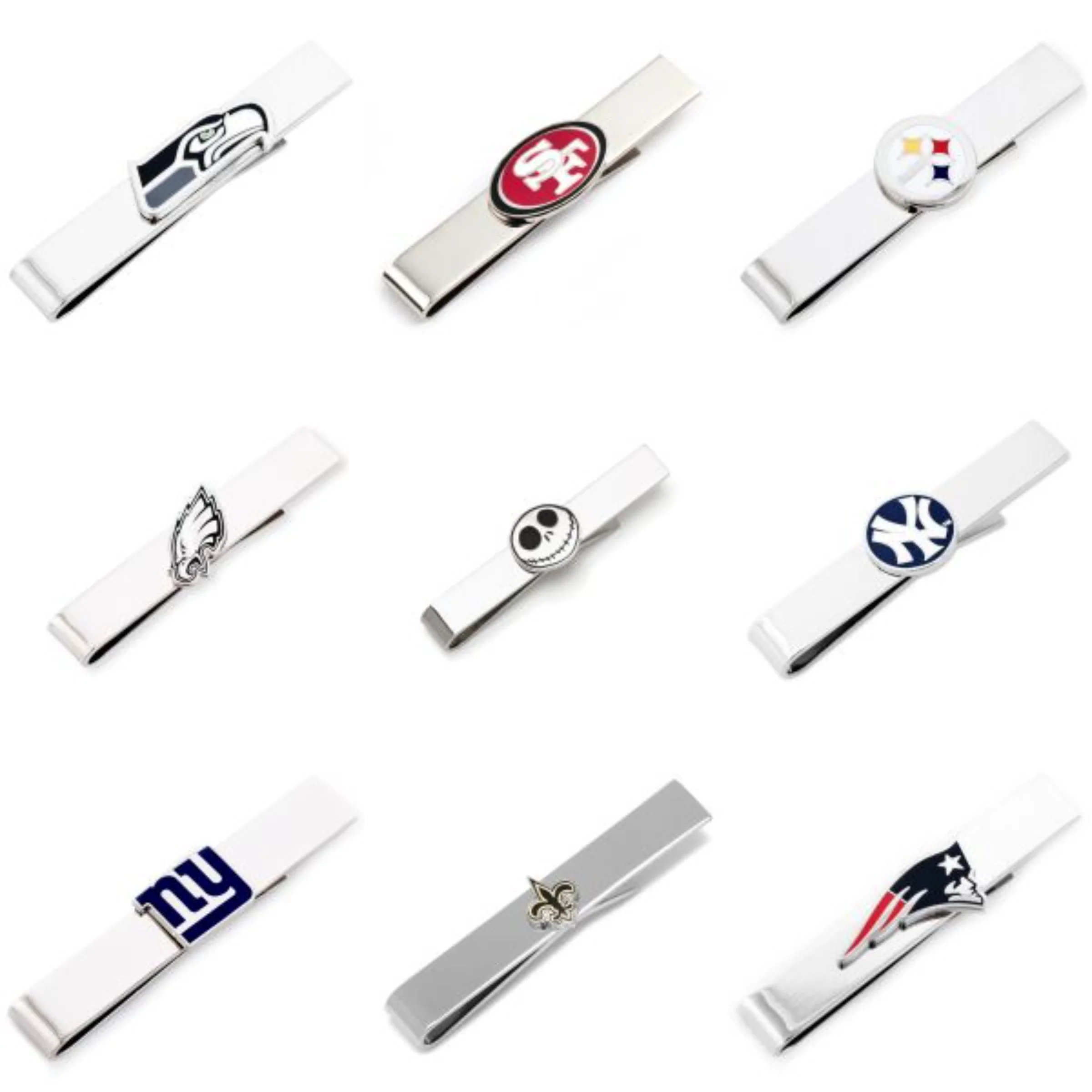 Wholesale Custom Suit Accessories Gold Silver Metal Stainless Steel Men Tie Bar Pin Tie Clips With Logo