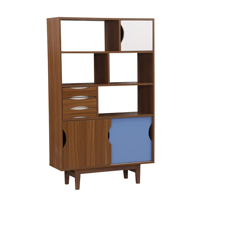 Popular Sale Wooden book shelf Bookcase Storage Display Wooden Bookcases for Living Room with Show Shelf Solid Wood Leg