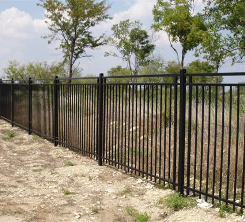 free sample flat top steel picket fence with powder coated in black color design