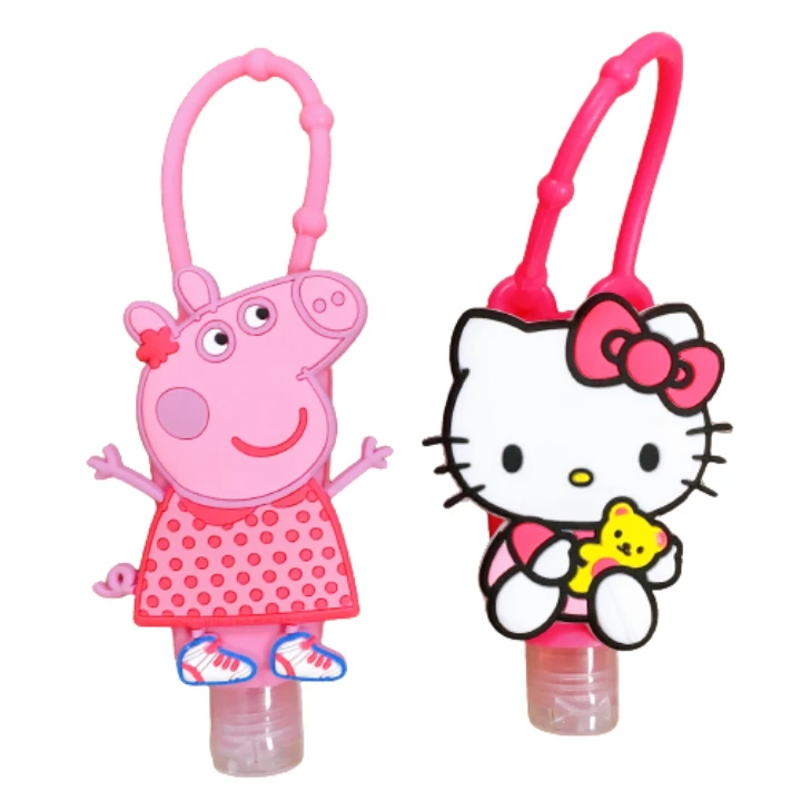 Best selling 30ml travel size portable trapezoid bottle cartoon silicone hand sanitizer gel
