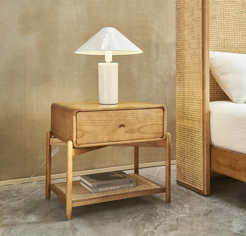 Скандинавский Европейский простой деревянный ротанговый прикроватный столик dreamhaus из массива дерева для гостиной спальни квартиры шкаф