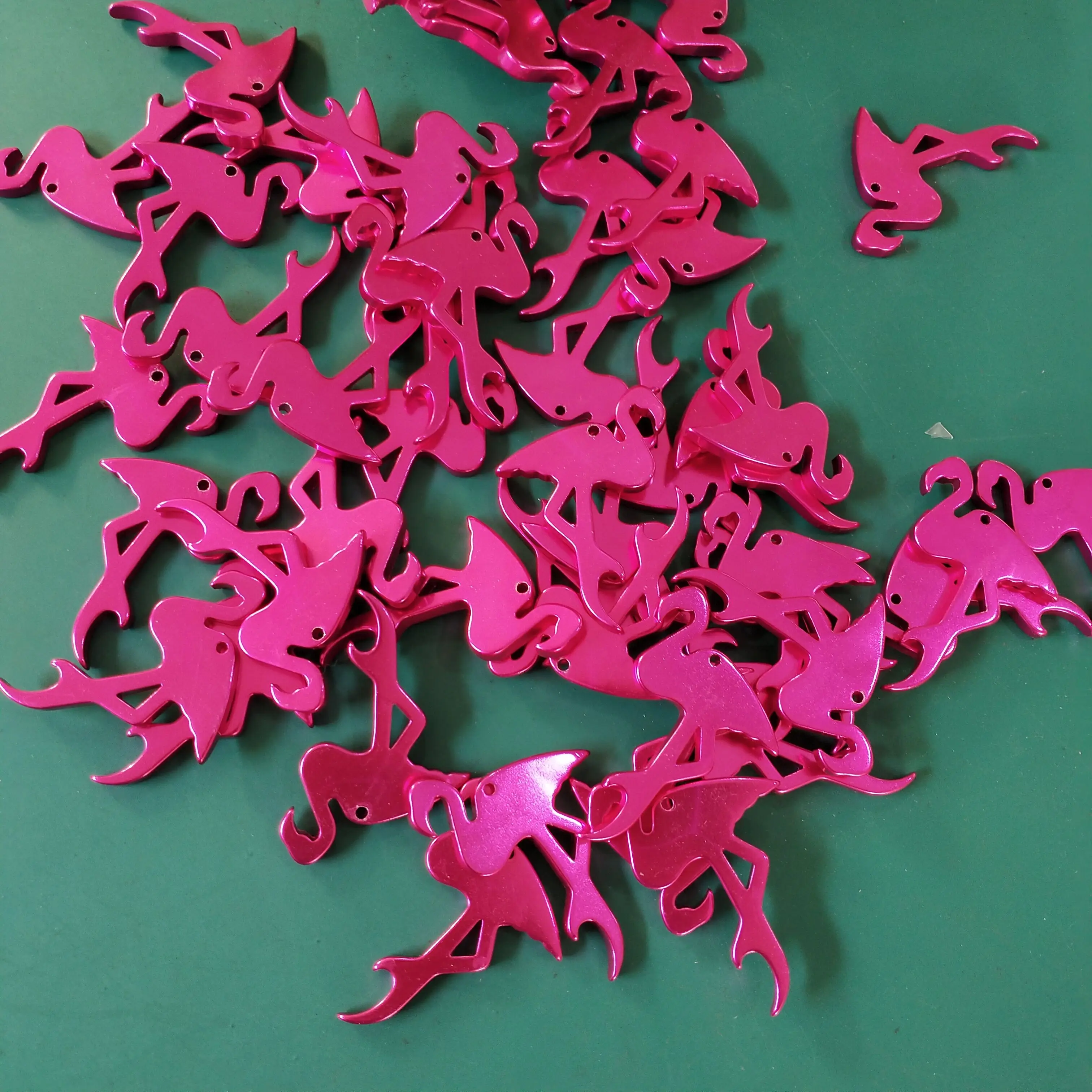 aluminum alloy low moq custom laser engrave promotional gift beer opener keychain Flamingo design bottle opener