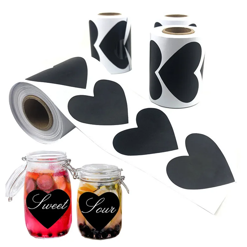 Heart Shape Spice Jars Reusable Blank Label Round Sticker Kitchen Pantry Labels For Canning