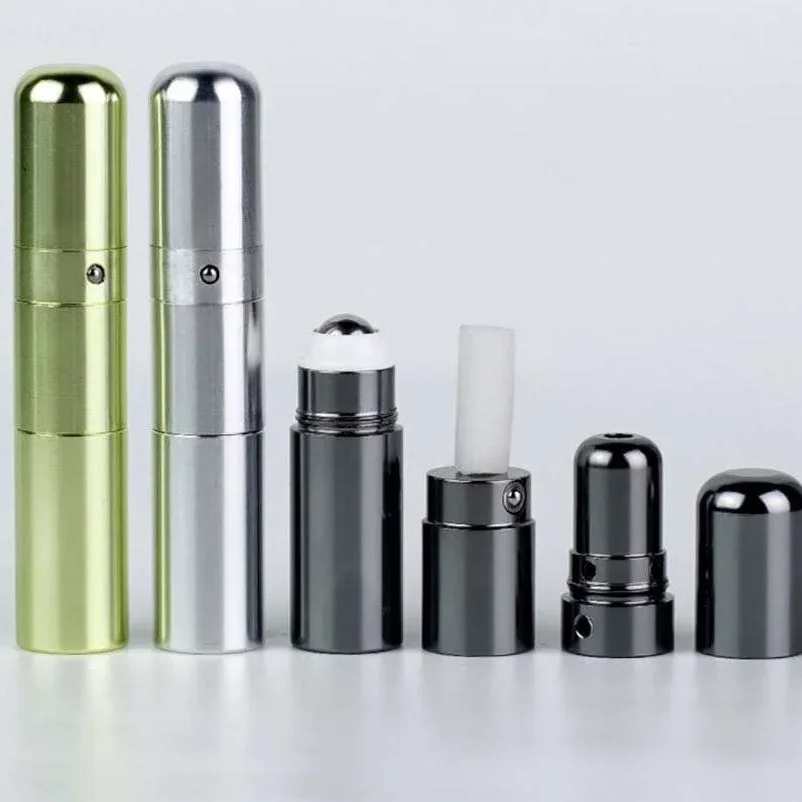 2 in 1 patent aluminum essential oil inhaler and roll on tube