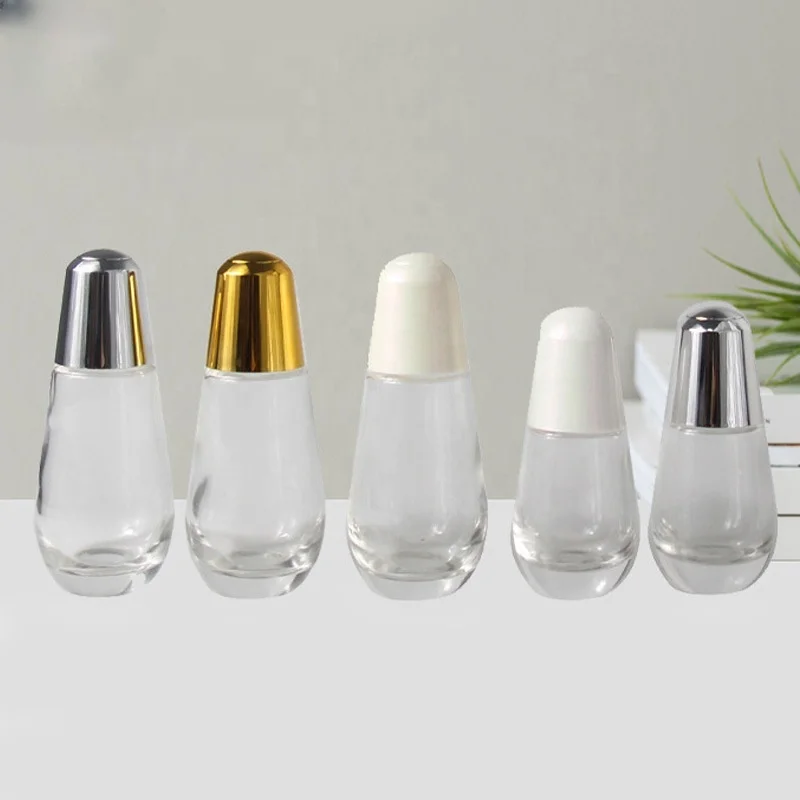 30ml 50ml round ball shape glass essential oil cosmetic serum bottle with dropper wiper bent pipette logo custom