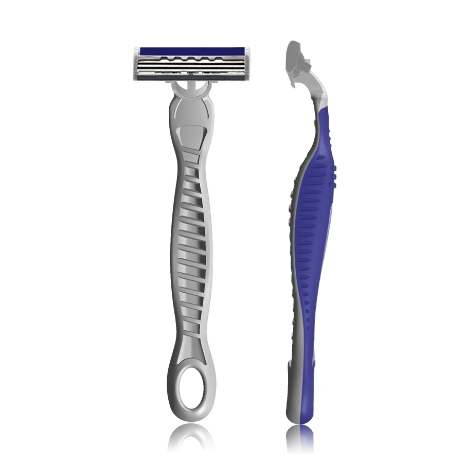 New product-R3177 Disposable Triple Blades Razor Long  Rubber Handle for men shaving