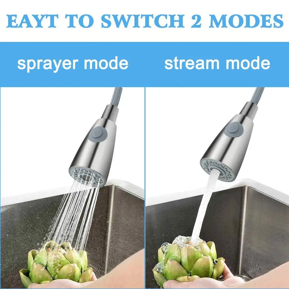 
Sanfino Single Handle Kitchen Faucet, Stainless Steel Kitchen Sink Faucets with Pull Down Sprayer, Brushed Nickel 