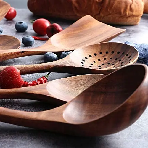 Деревянные ложки лучшего качества для готовки антипригарная кухонная утварь набор кухонных