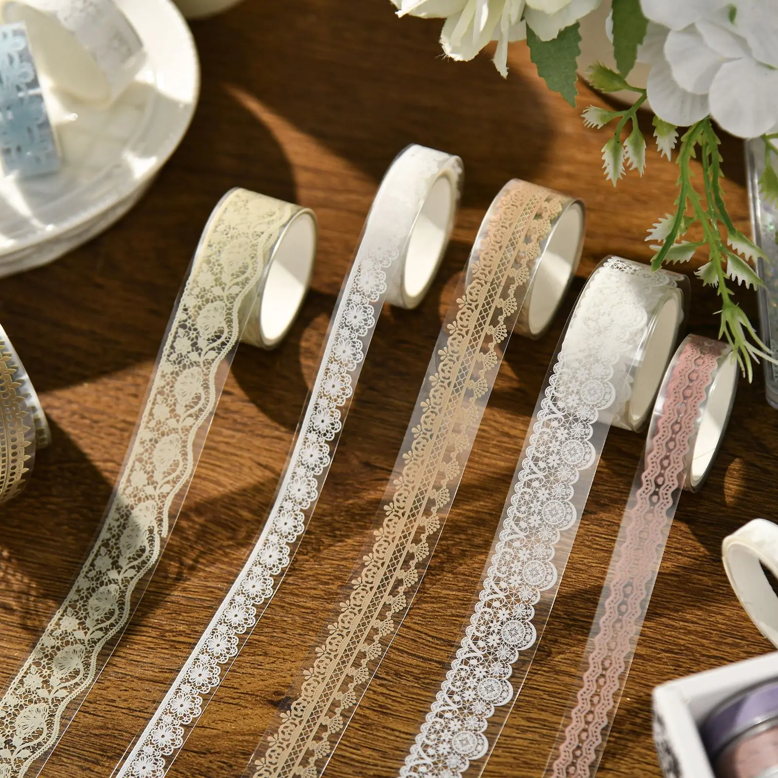 Transparent vintage lace pet deco tape for scrapbooking diy handcraft decoration