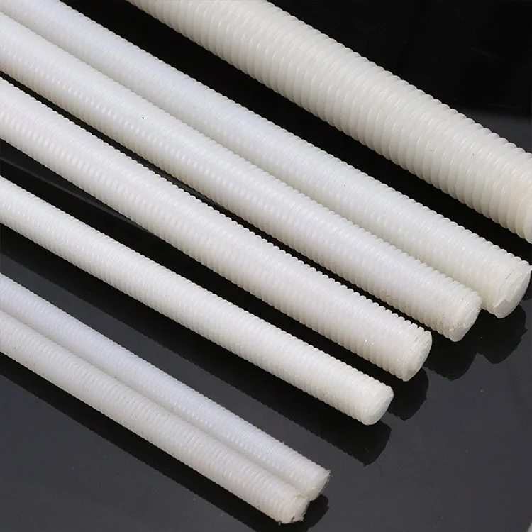 White Plastic Rubber Nylon Threaded Rod DIN975 M4 - M20 Plastic Nylon Full Threaded Rods