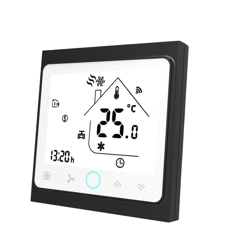 Touch screen air Conditioner Modbus Fan Cooling And Heating Room Thermostat with External sensor