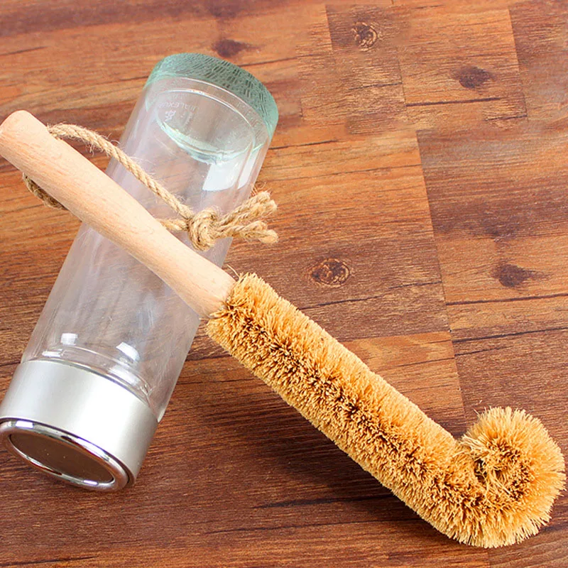 Household kitchen bottle brush dish long handle coconut palm bottle pot cleaning vegetable potato pan scrub brushes