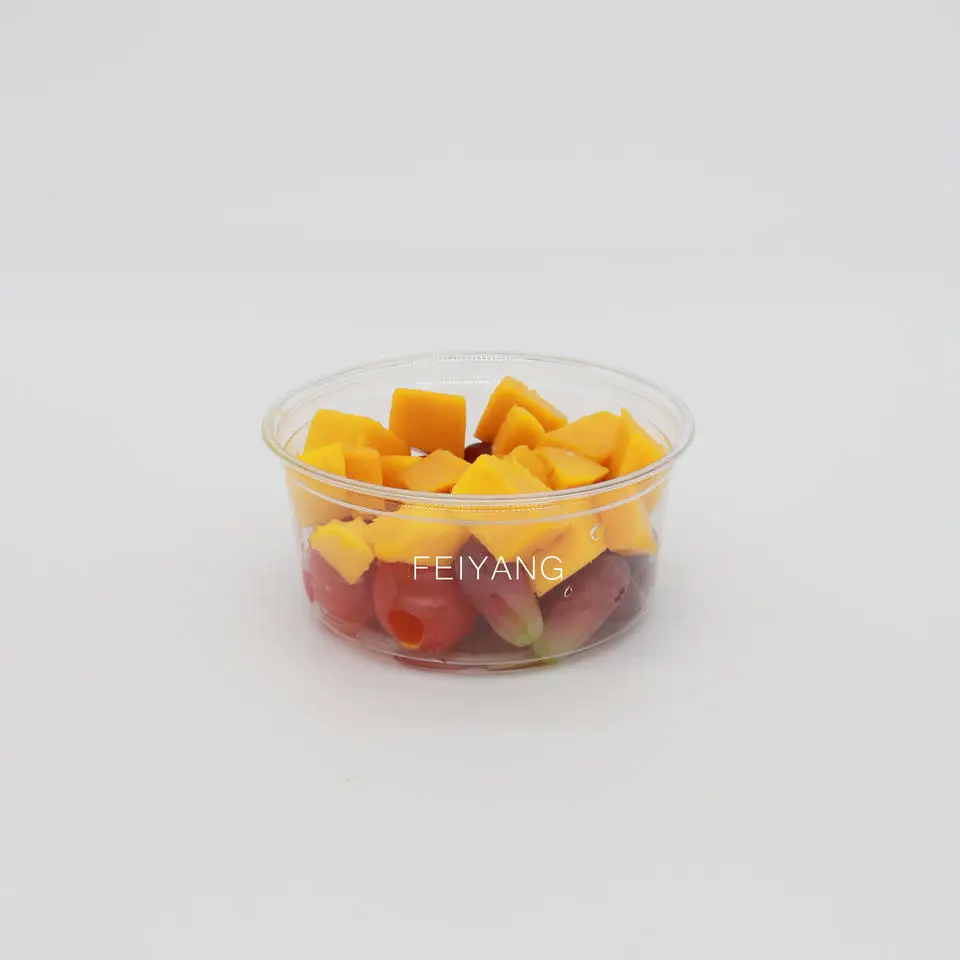 Wholesale logo printing disposable plastic salad food fruit yogurt container with lids16oz 12oz 10oz
