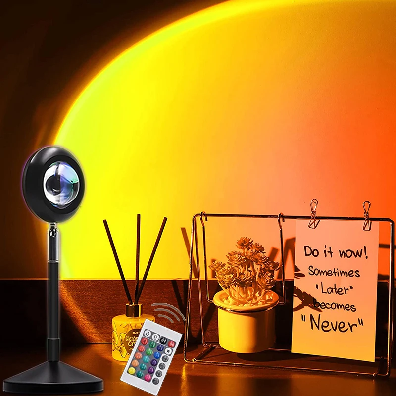 Wholesale Night Light Ambient USB Halo Sunset Colorful  Floor Lamp Projector Rotation Rainbow Projection Lamp Led Sunset Floor