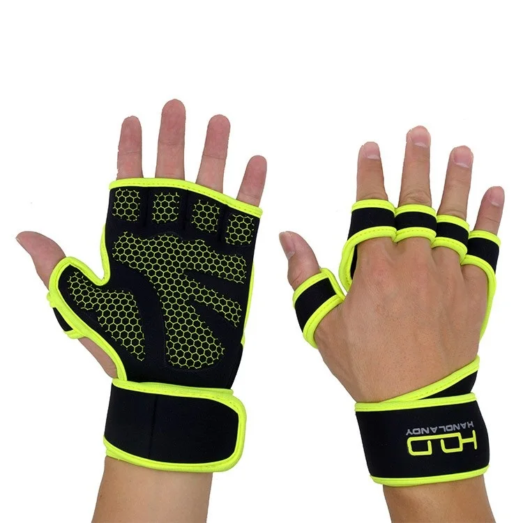 HANDLANDY cycling outdoor sports gloves gym leather weight lifting cycling fingerless gloves