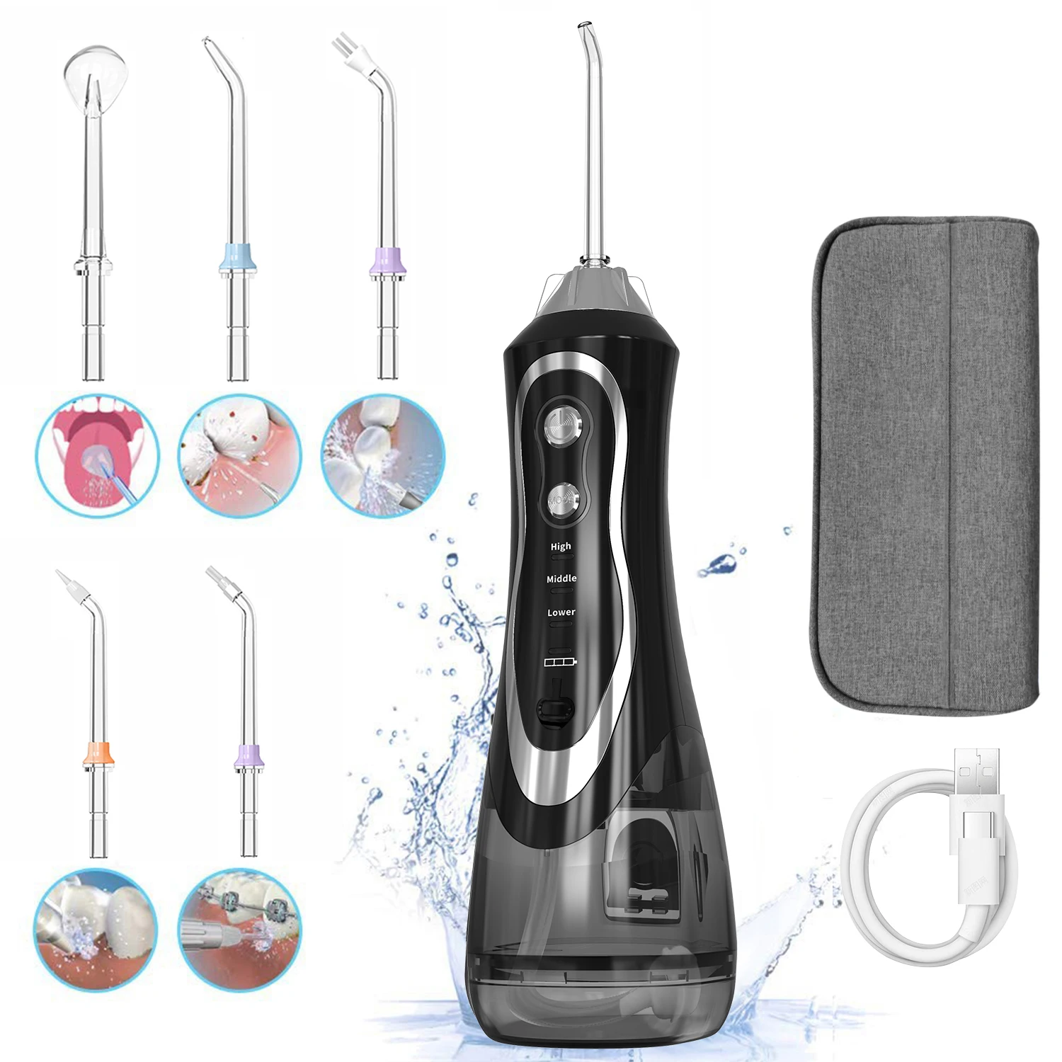 300Ml Portable Waterproof Dental Sterilization Manual Ipx7 Travel  Electric Oral Rechargeable Irrigator Water Flosser