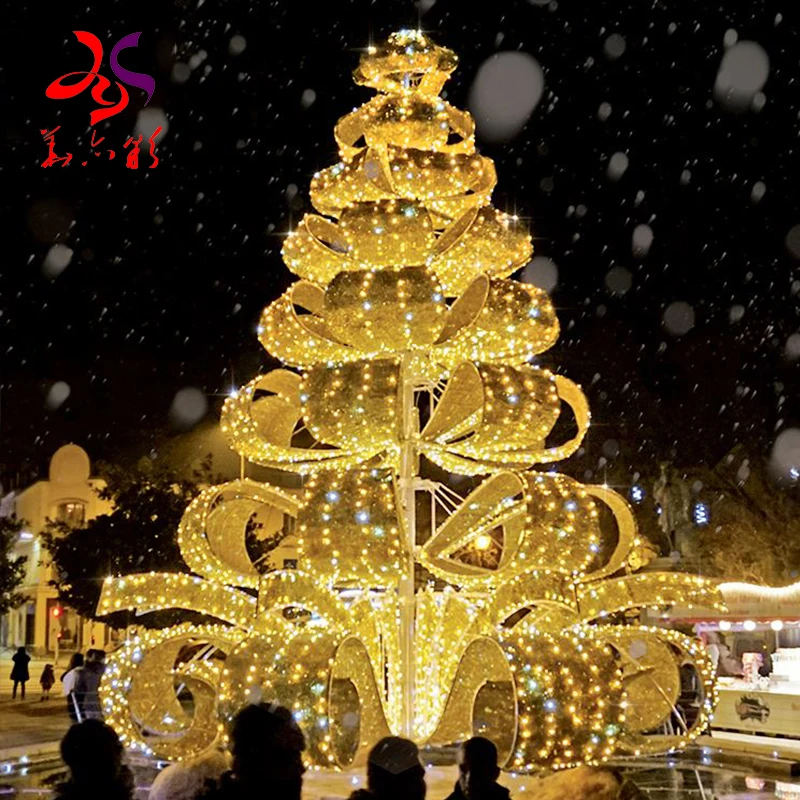 Artificial large outdoor 3d  LED Motif light decoration spiral  Christmas tree