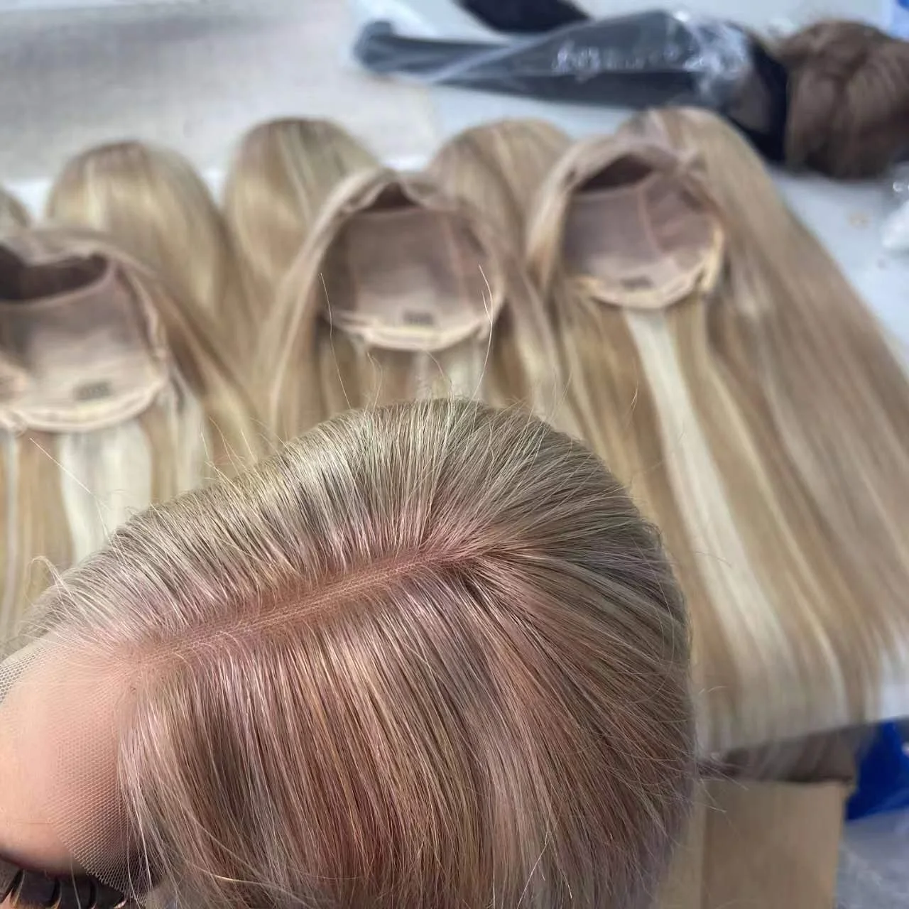 Jewish Wig Silk top Wig Highlights Wave Hair Kosher Wigs Sheitel Unprocessed European Virgin Hair For Black Woman