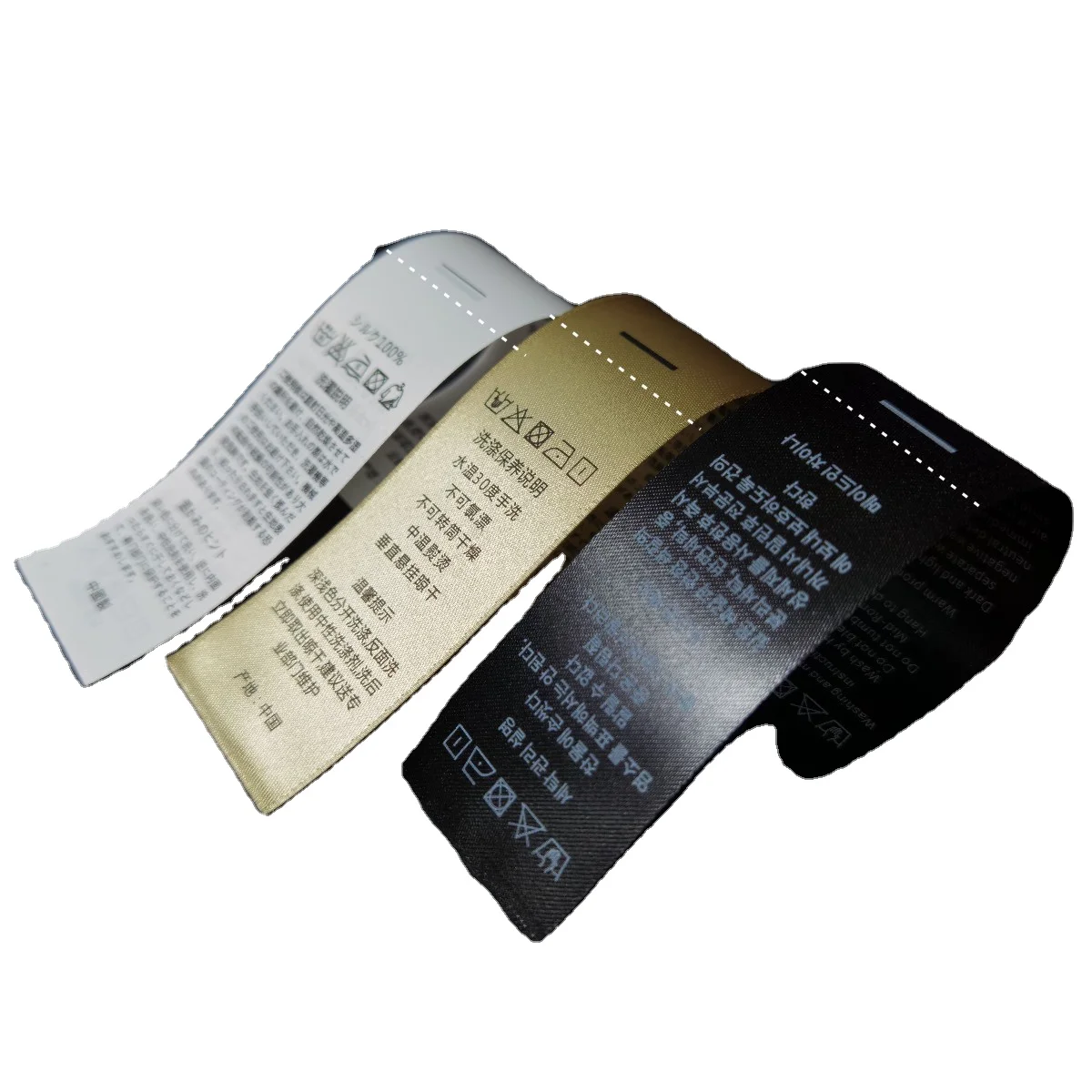 Clothing Labels Custom Printed Black Silk Ribbon Label Washing Care Label Printing For Clothing