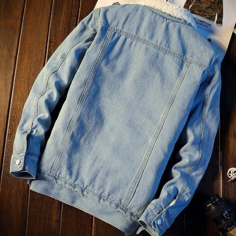 Korean Slim Wholesale Blue Thickened Cashmere Cotton Clothes 2024 Winter Flannel Windbreaker Jacket For Men