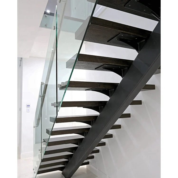 Direct Factory Price Rock Board Step Frosted Glass Railing Indoor Staircase Steel Mono Stair Stringer