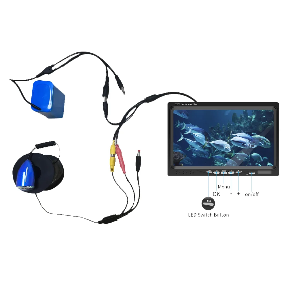 EYEWA Underwater Fishing Camera 7' HD 720P Ice Fishing Camera w/4500mAh Li-Battery IR for Dark Ice Fishing Fish Finder Camera