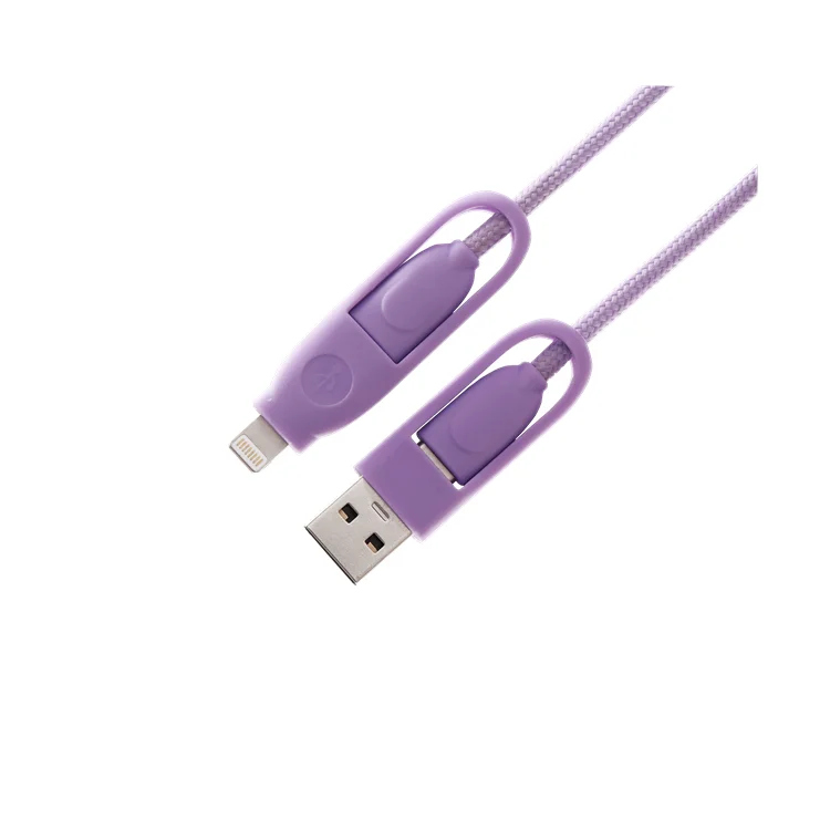 
Free Shipping Custom USB A 2.0 4 in 1 PD Fast Charging Data Cable Nylon Charging Cable for iPhone Charger 