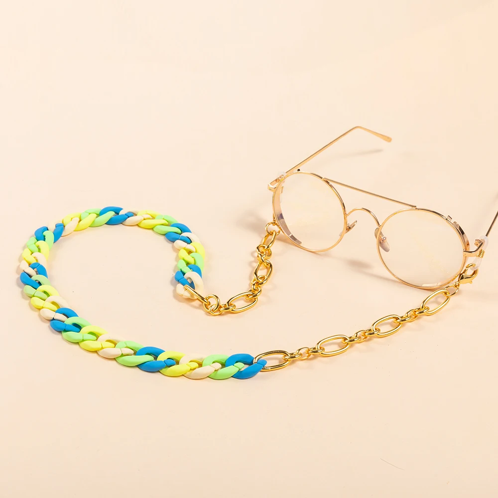 Unique design sense macaron color eyeglasses chain trendy party style for women jewelry