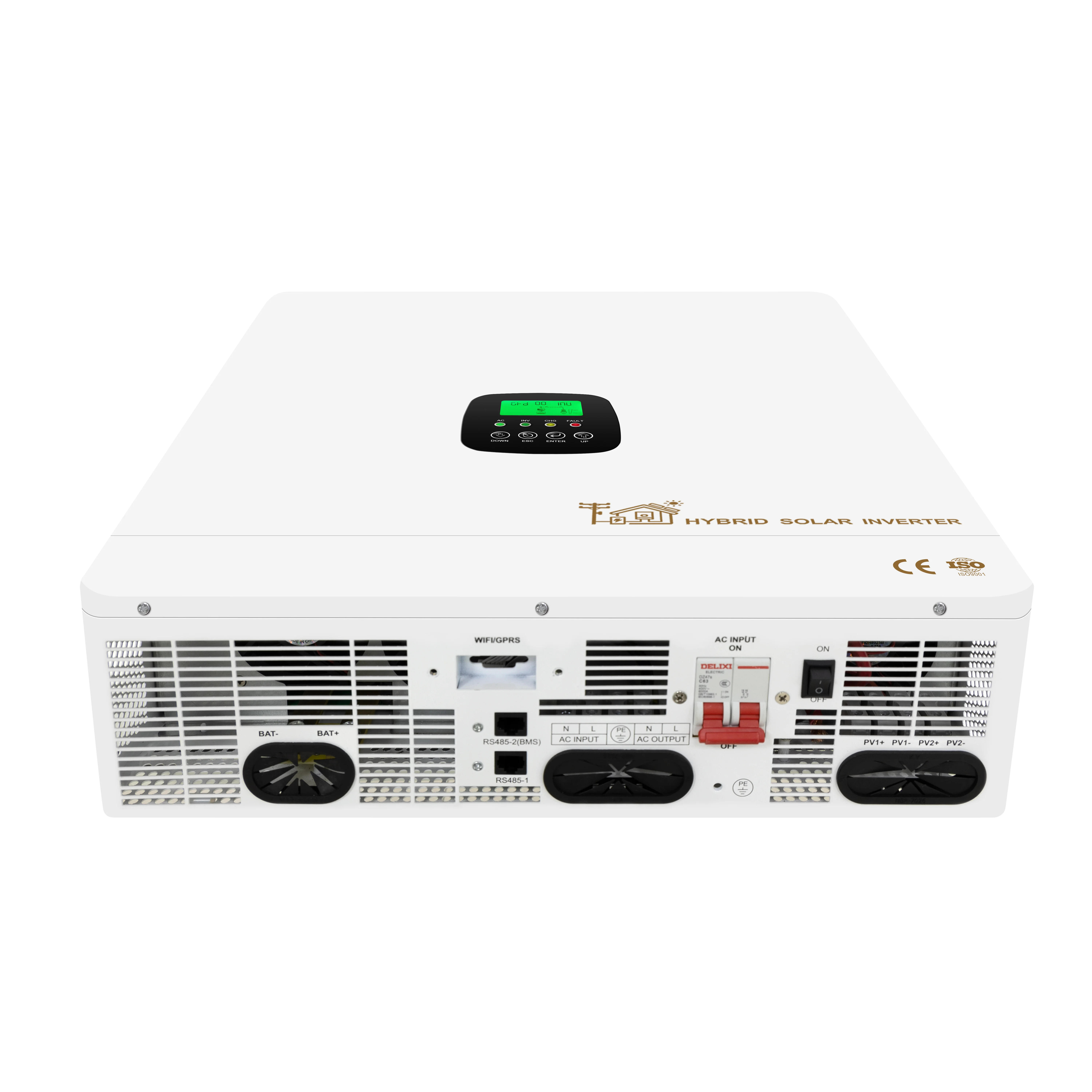 Hybrid 12kw 8kw 48V DC 220v ac all in one dual MPPT Wifi high frequency Off Grid On Grid Solar Inverter Charger