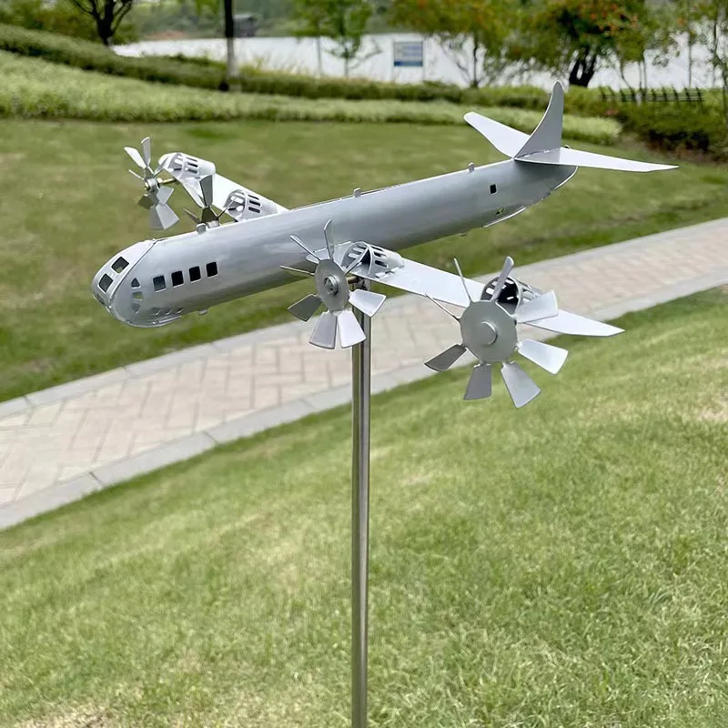 YJL Creative Metal Garden Decoration Garden Wind Spinners Fortress Aircraft Rotating Windmill Metal Wind Spinner