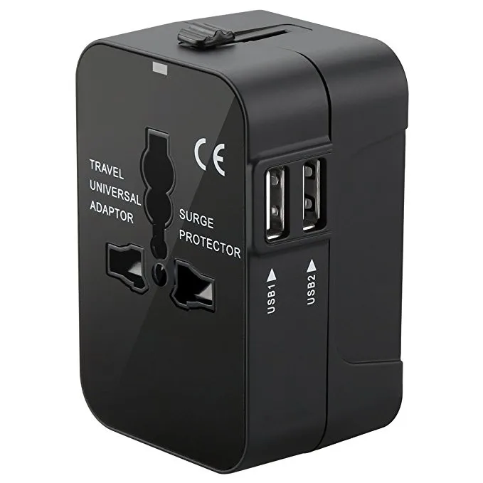 RRTRAVEL 2022 hot sale EU USA UK AUS plugs all in one with 2 USB universal travel adapter