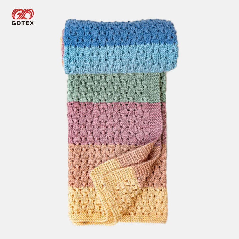 GDTEX Custom Negotiable Price High Quality Custom Cotton or Bamboo Baby Wrap Swaddle Blanket Newborn Knitting Baby Blanket