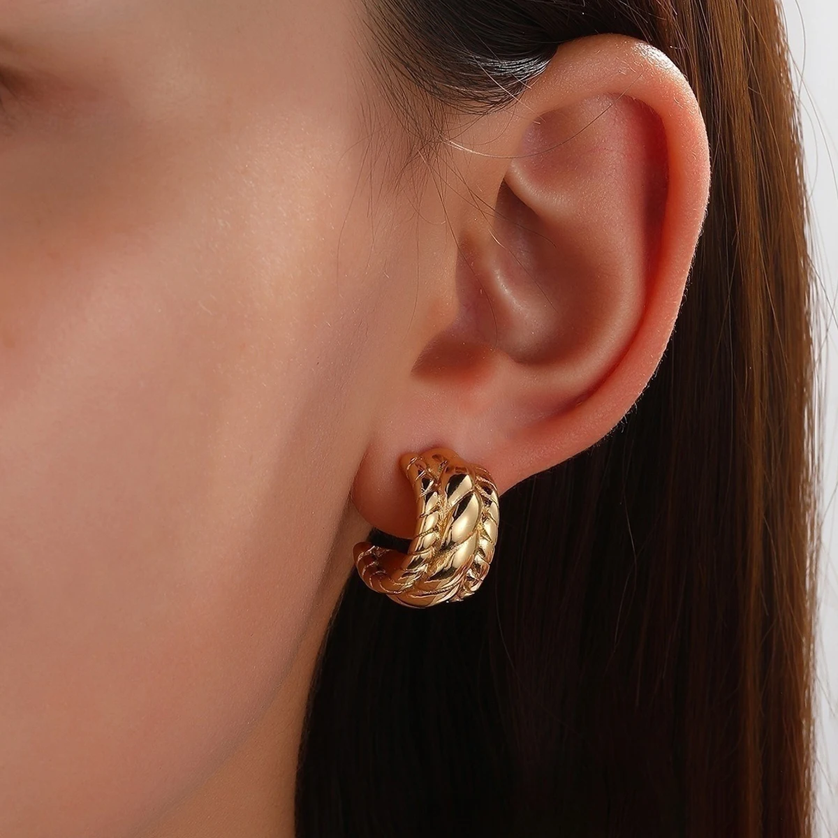 Minos 18k Gold Plated Stainless Steel Chunky Earrings Hypoallergenic Small Pearl Jewelry Unisex Small Chunky Engagement Children